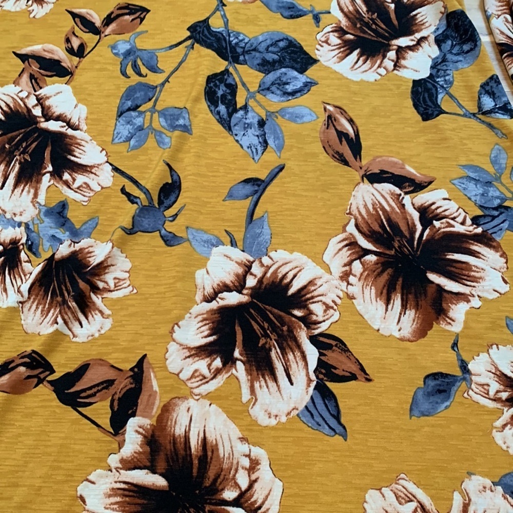 NAÏF Floral Bell Sleeve Boho Knee Length Flowy Dress Mustard & Blue Women’s L - Picture 6 of 12